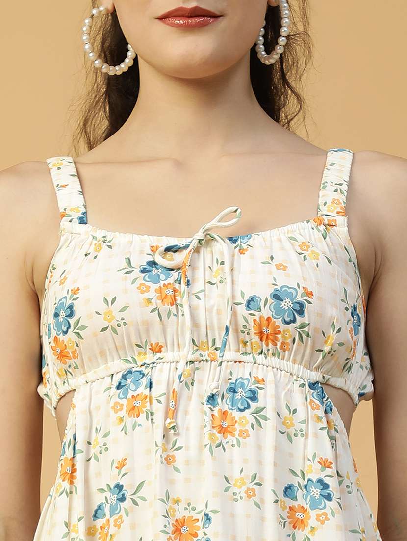 women printed shoulder strap a-line dress - 21874595 - Standard Image - 4
