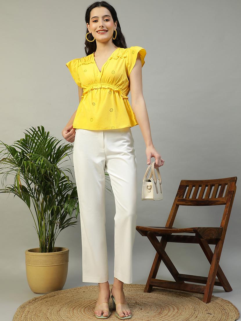 women flute sleeevs schiflli peplum top - 21874602 - Standard Image - 4