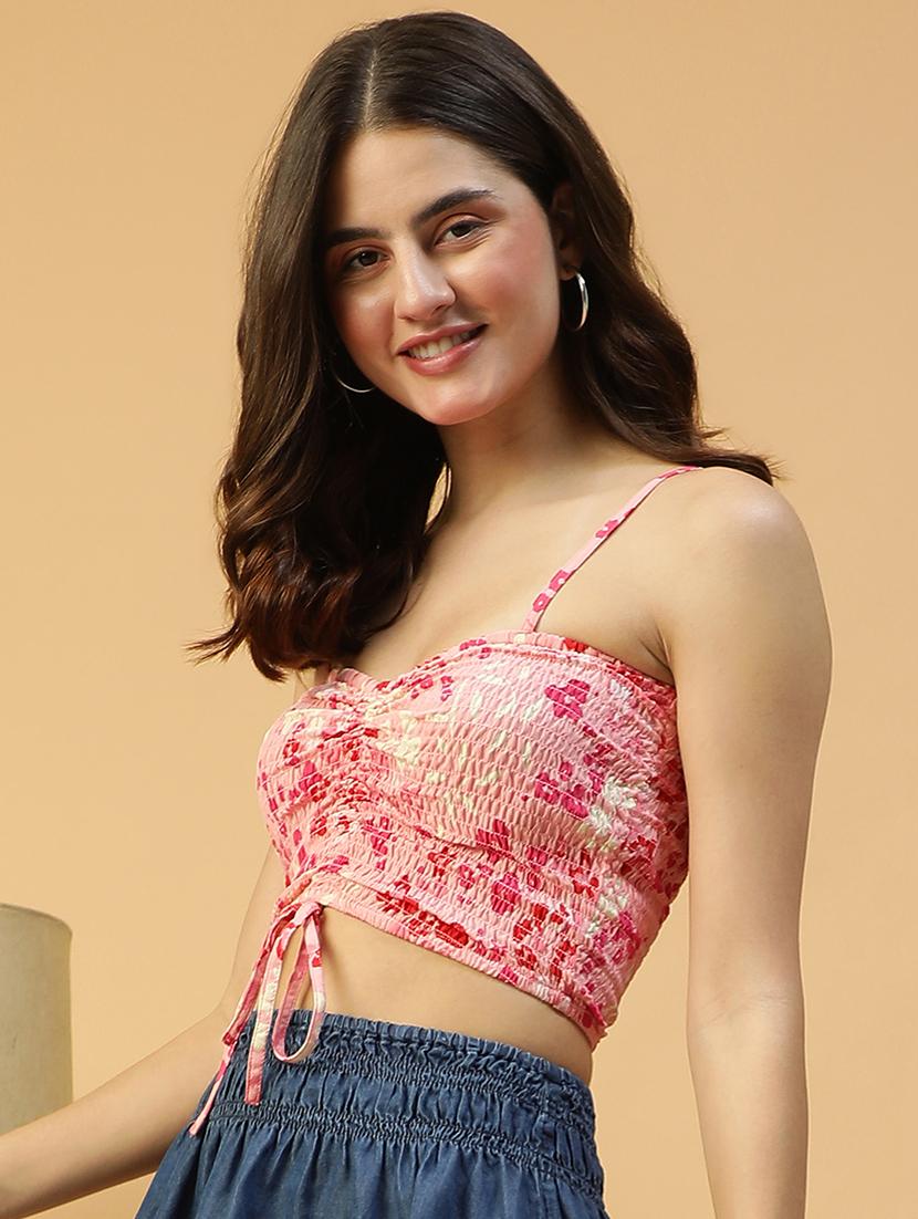 women printed shoulder strap crop top - 21874610 -  Standard Image - 1