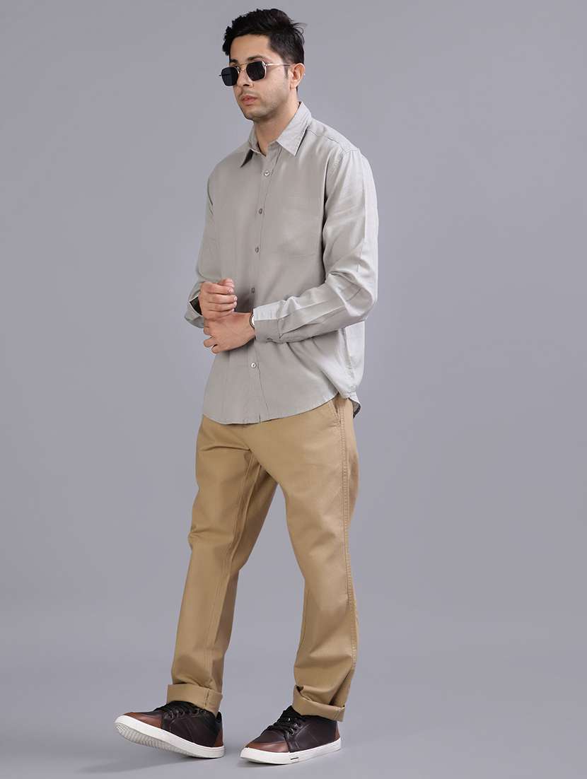 men solid collared long sleeve casual shirt - 21874667 - Standard Image - 4