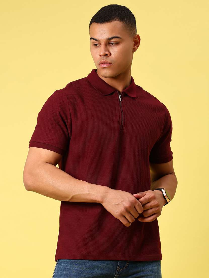 maroon cotton plain tshirt - 21874685 -  Standard Image - 1