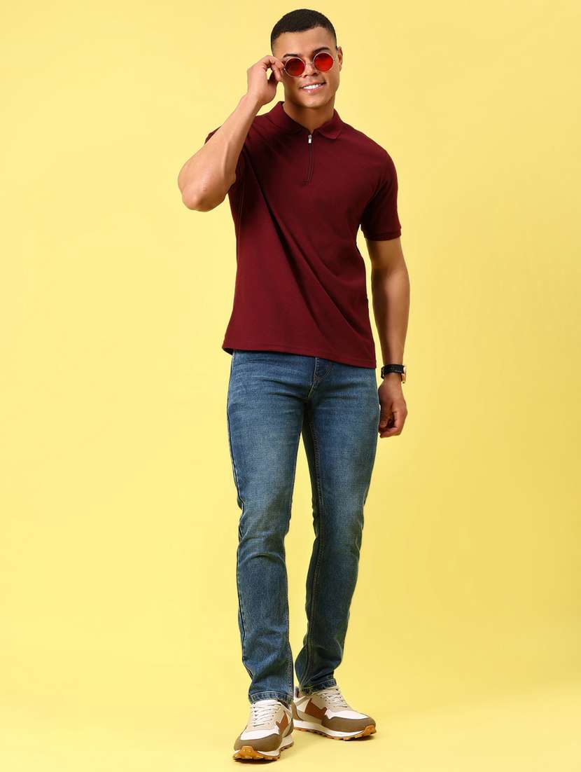 maroon cotton plain tshirt - 21874685 -  Standard Image - 4