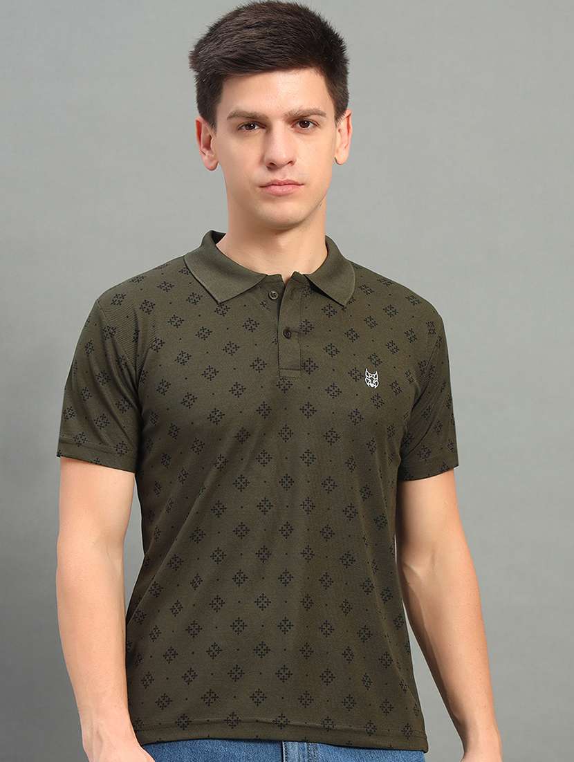 men printed short sleeve regular fit polo t-shirt
