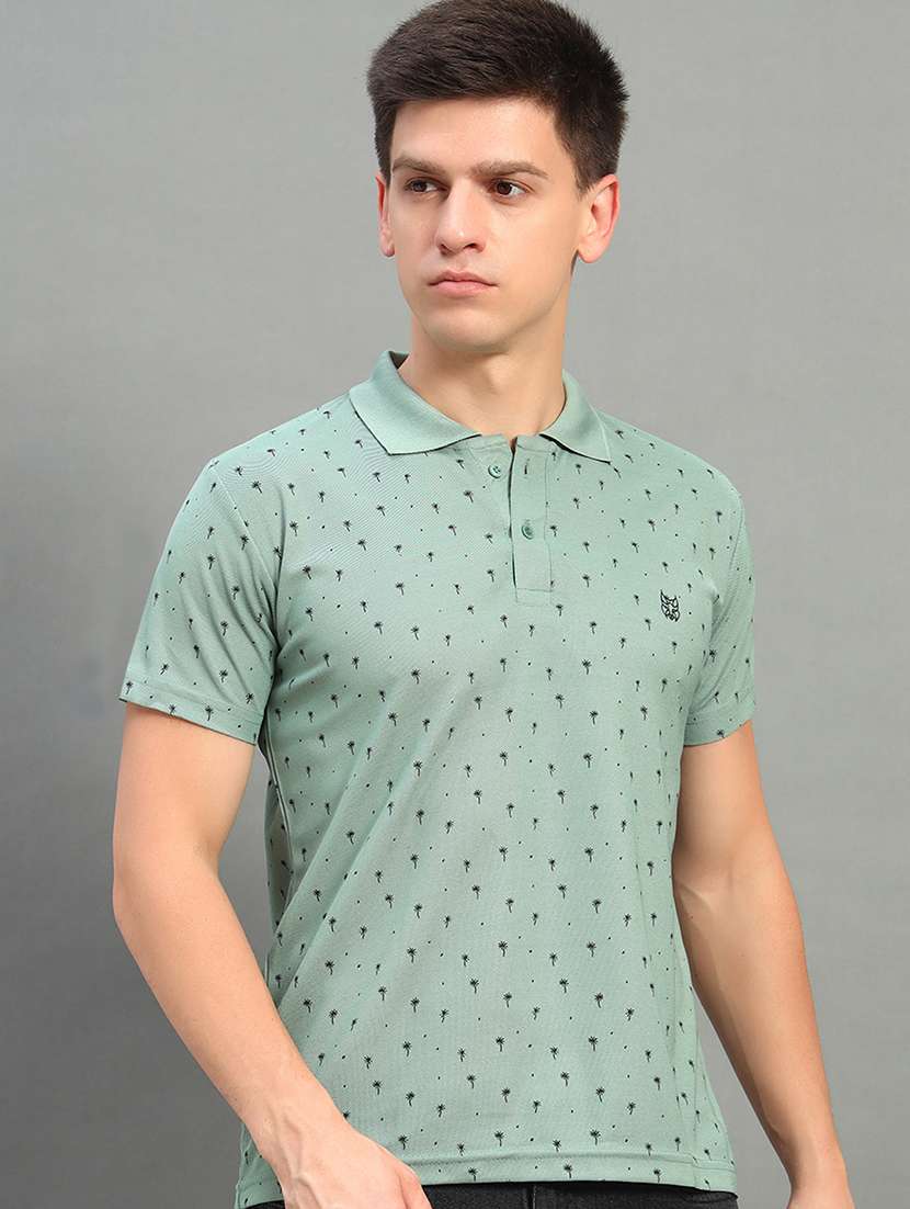 men printed short sleeve regular fit polo t-shirt