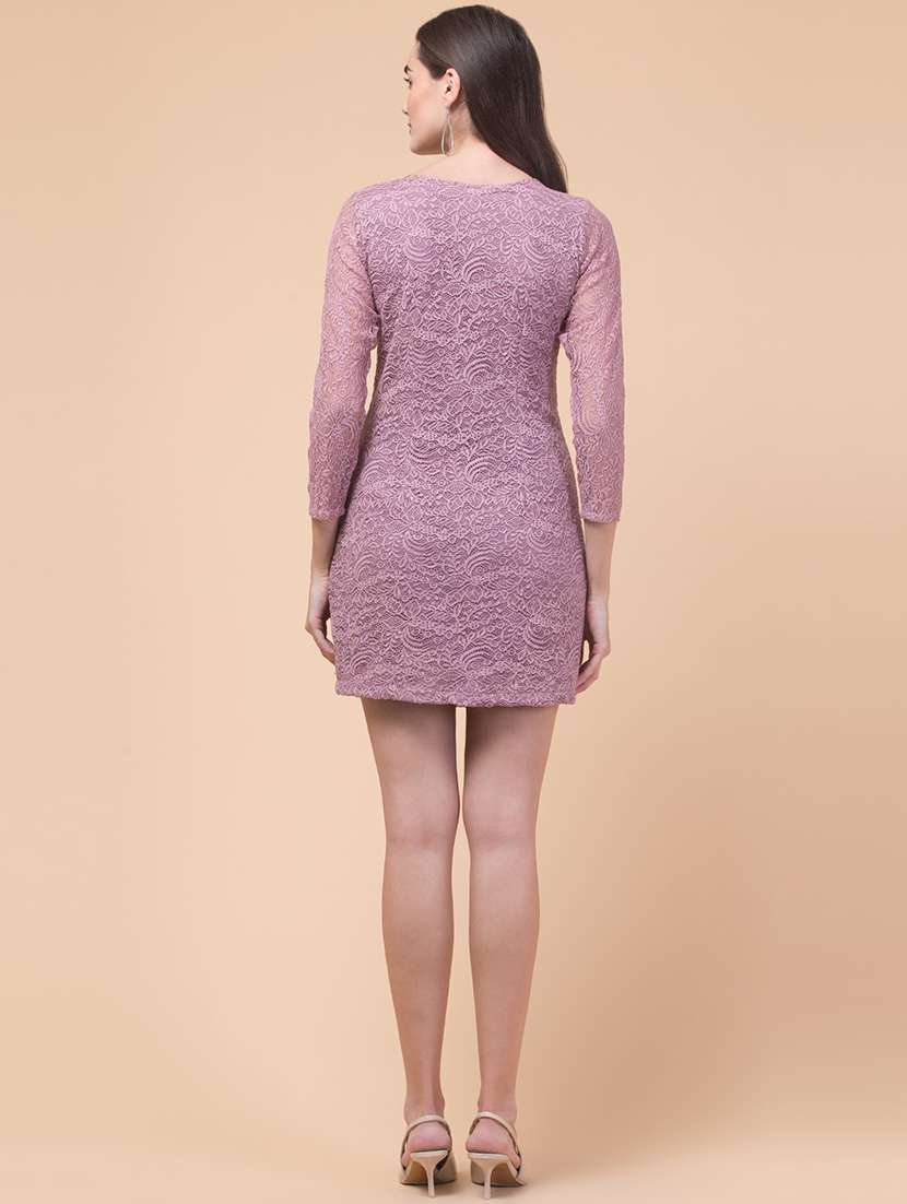 women three quarter sleeves laced bodycon dress - 21874771 -  Standard Image - 1