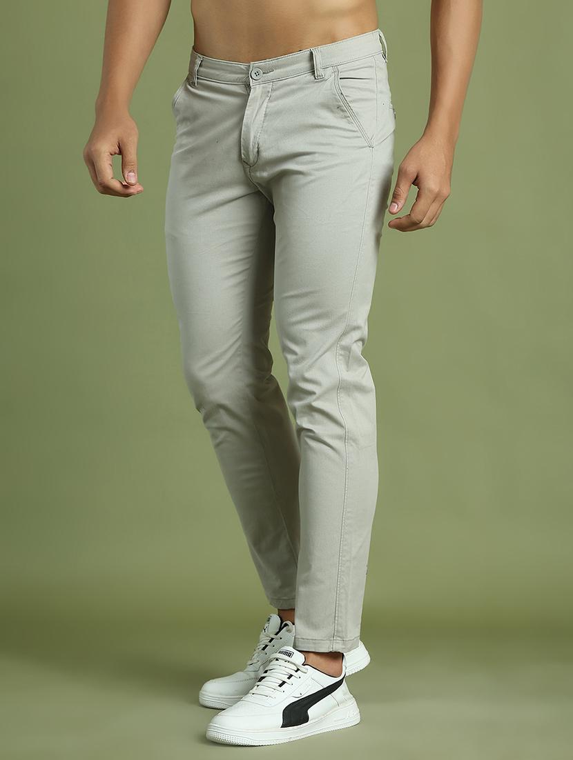 men grey mid rise flat front casual trouser - 21874831 -  Standard Image - 1