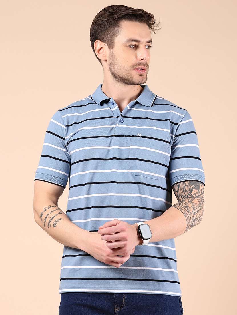 men striped short sleeve regular fit polo t-shirt - 21878615 -  Standard Image - 1