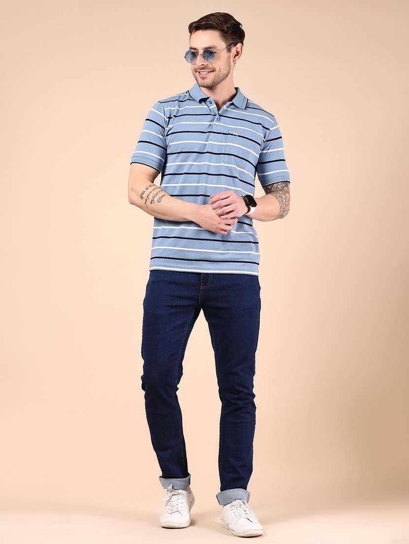 men striped short sleeve regular fit polo t-shirt - 21878615 -  Standard Image - 4
