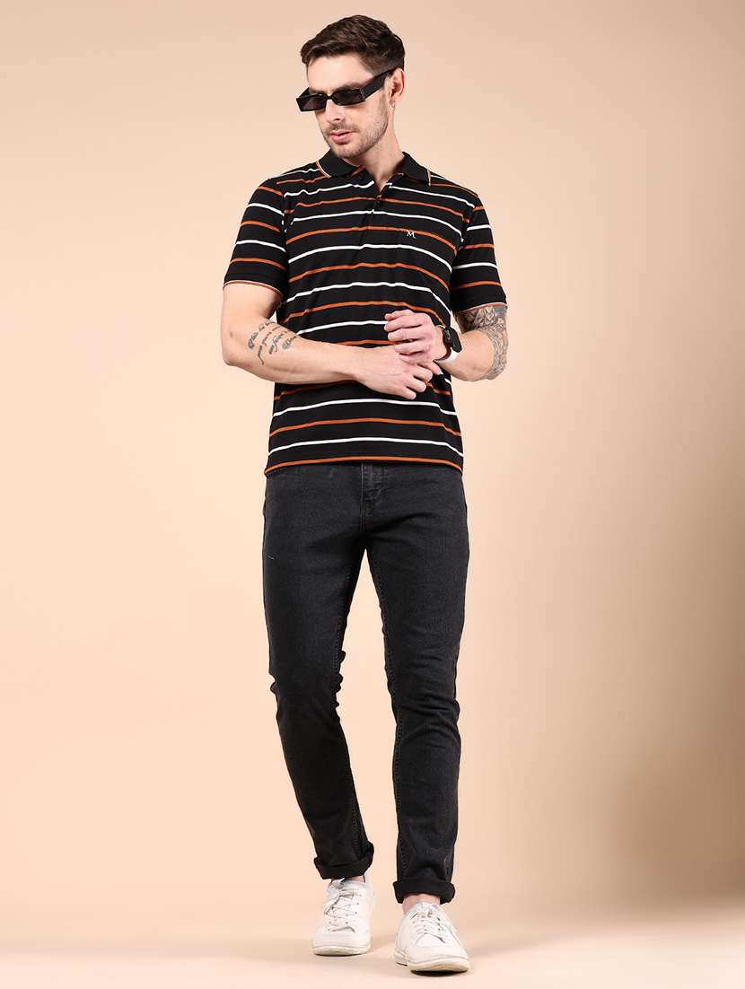 men striped short sleeve regular fit polo t-shirt - 21878705 -  Standard Image - 4