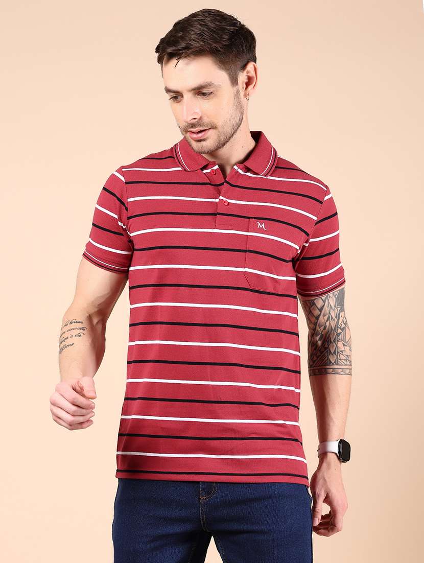 men striped short sleeve regular fit polo t-shirt - 21878706 -  Standard Image - 1