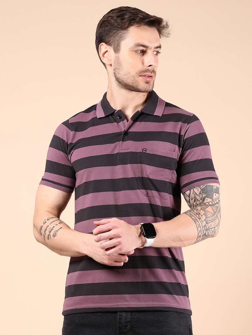 men striped short sleeve regular fit polo t-shirt - 21878797 -  Standard Image - 1