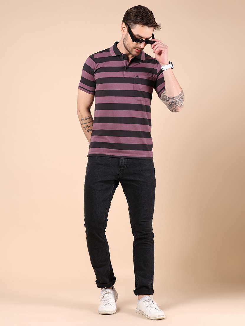 men striped short sleeve regular fit polo t-shirt - 21878797 -  Standard Image - 4