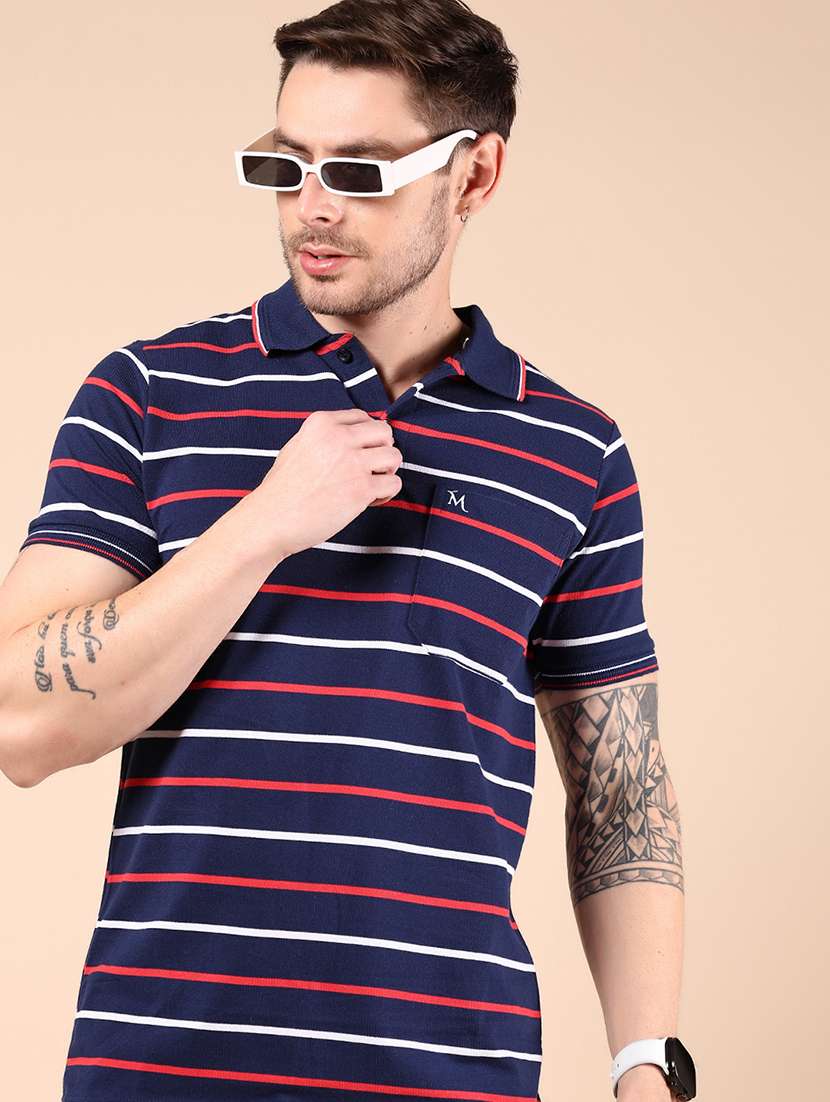 men striped short sleeve regular fit polo t-shirt - 21878799 -  Standard Image - 1