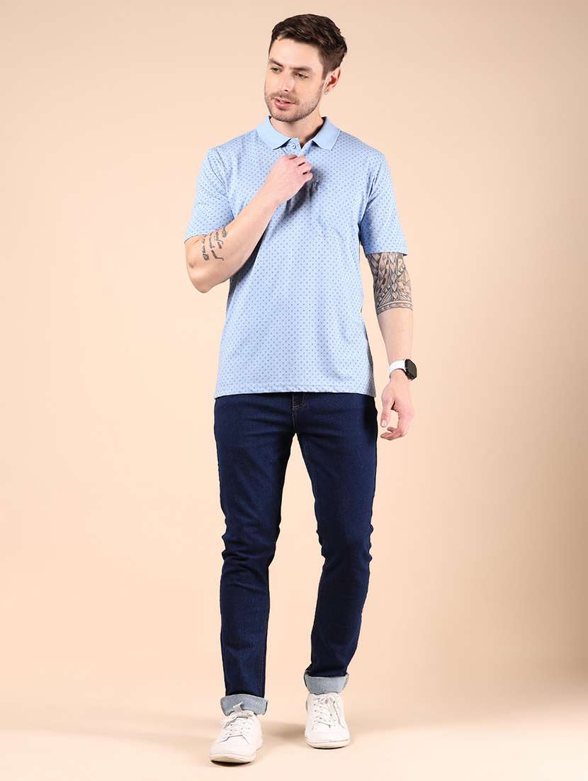 blue cotton all over print tshirt - 21878913 -  Standard Image - 4
