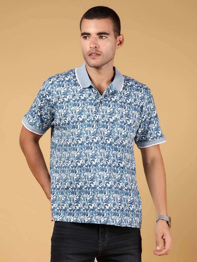 men printed short sleeve regular fit polo t-shirt