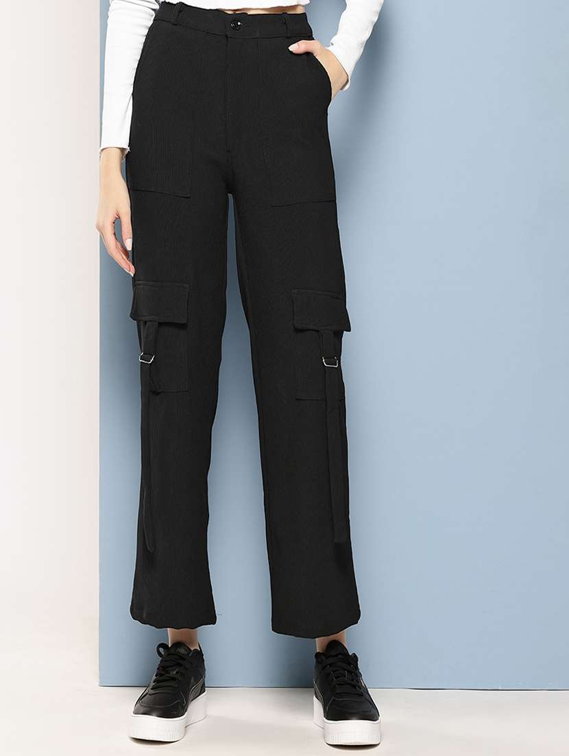 girls solid high rise cargo