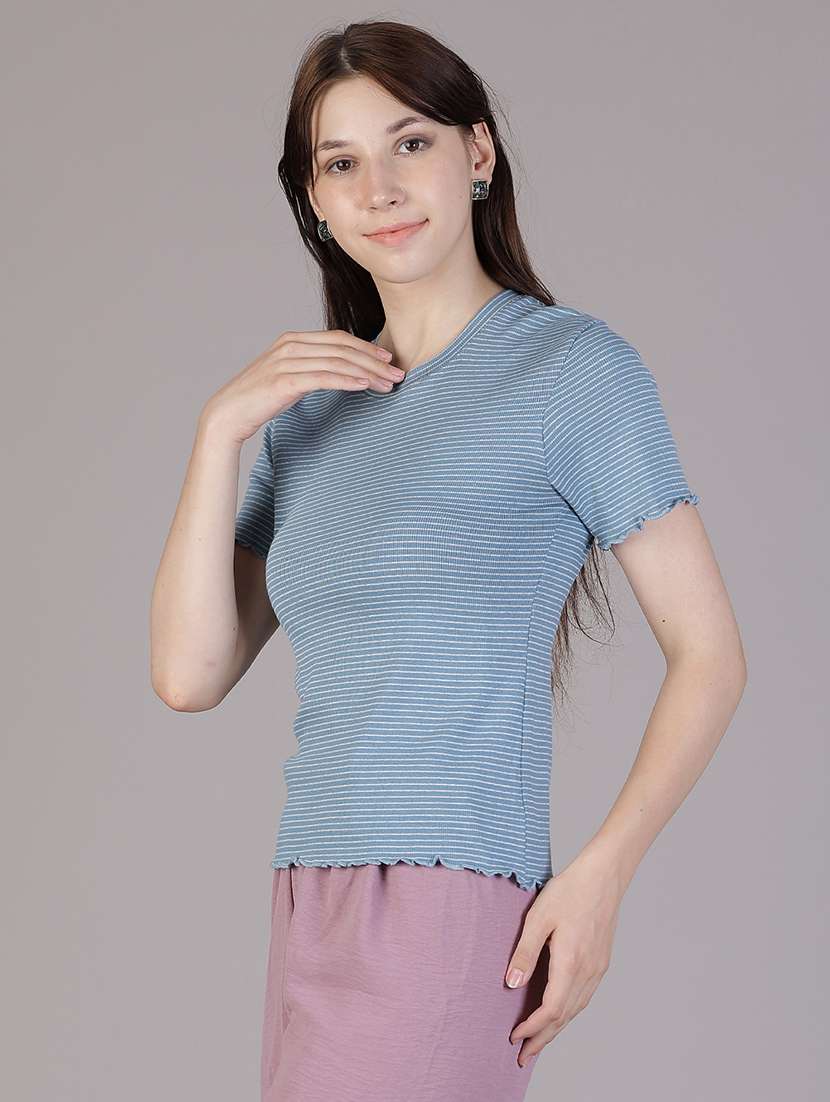 women striped short sleeve t-shirt - 21880795 - Standard Image - 1