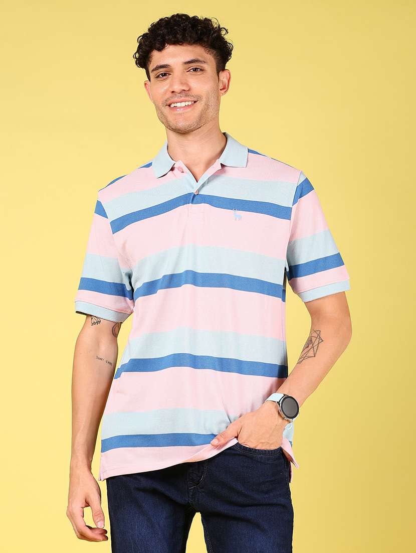 men striped short sleeve rgular fit polo t-shirt - 21880817 -  Standard Image - 1