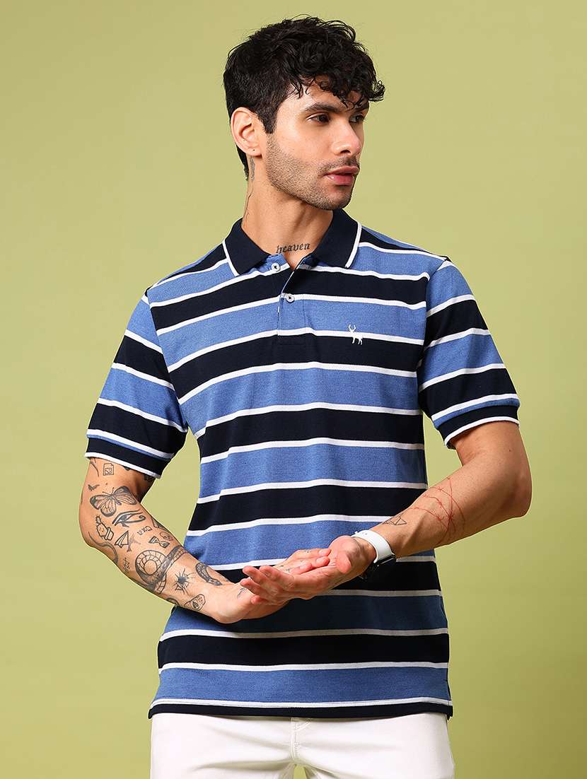 men striped short sleeve regular fit polo t-shirt - 21880820 -  Standard Image - 1