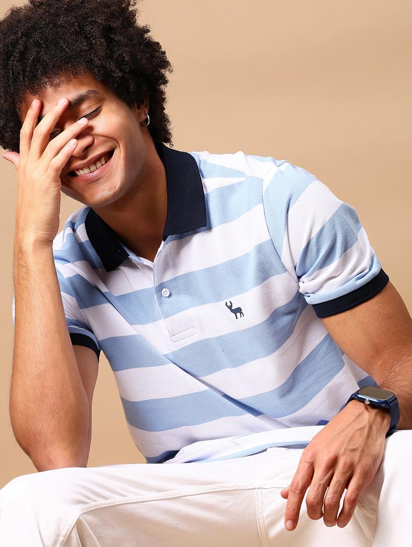 men striped short sleeve regular fit polo t-shirt - 21880821 -  Standard Image - 1