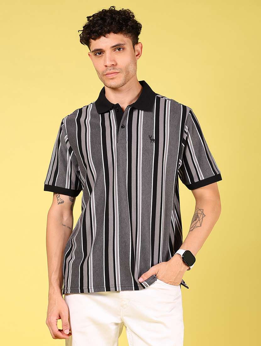 men striped short sleeve regular fit polo t-shirt - 21880822 -  Standard Image - 1