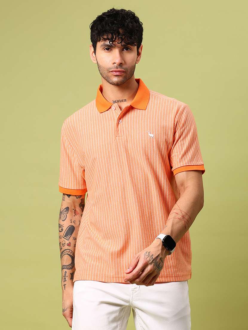 men striped short sleeve regular fit polo t-shirt - 21880823 -  Standard Image - 1
