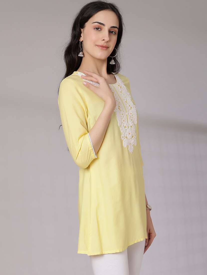women embroidered three quarter sleeve kurti - 21880838 -  Standard Image - 1