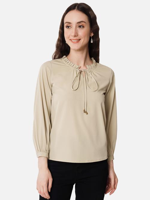 women solid puff sleeves regular top - 21880869 - Standard Image - 0