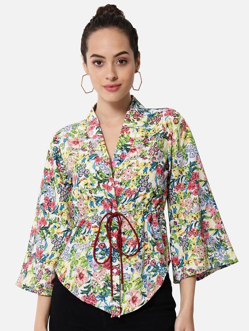 women floral print lapel neck shirt style top - 21880883 -  Standard Image - 0
