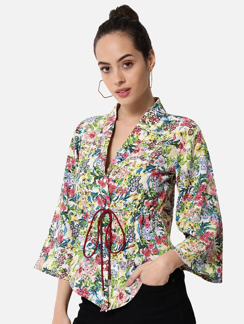 women floral print lapel neck shirt style top - 21880883 -  Standard Image - 1
