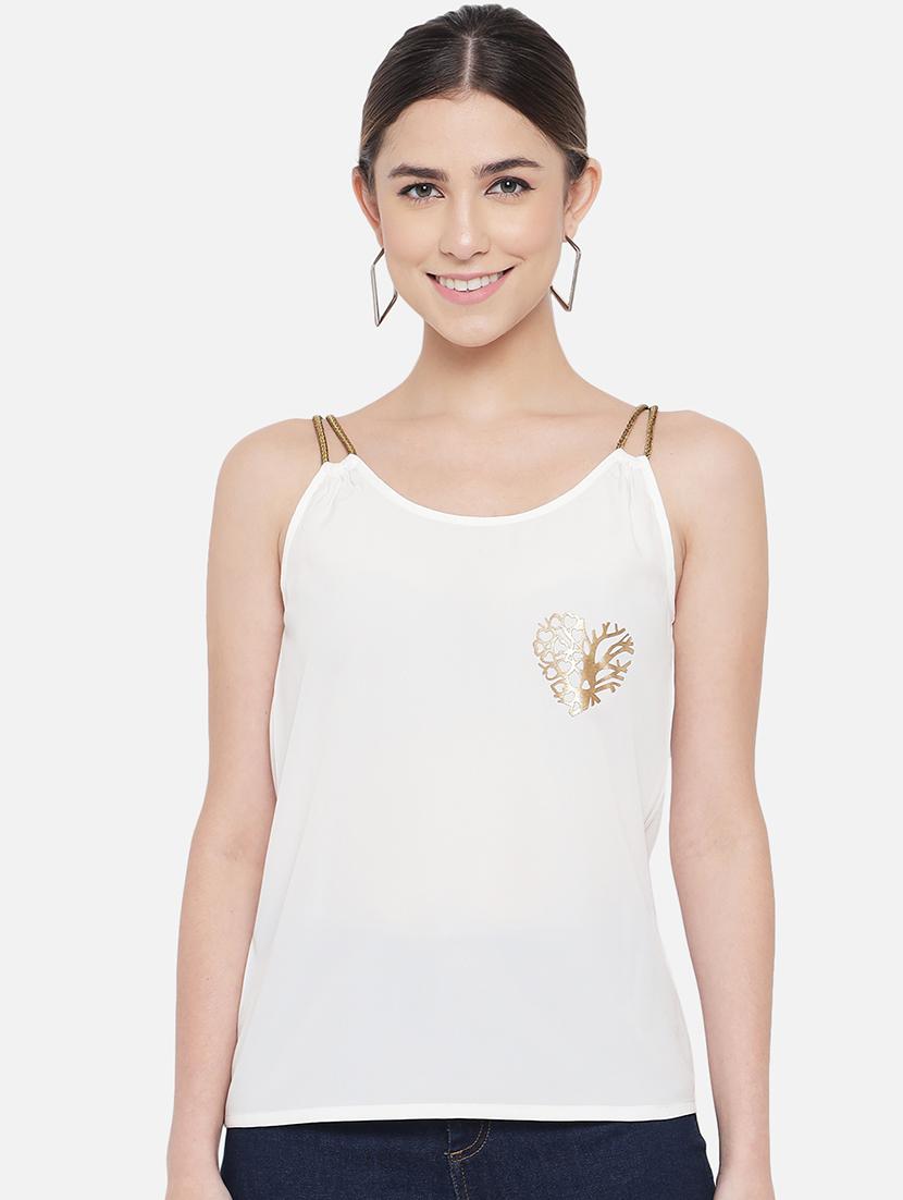 women solid shoulder strap regular top - 21880890 -  Standard Image - 1