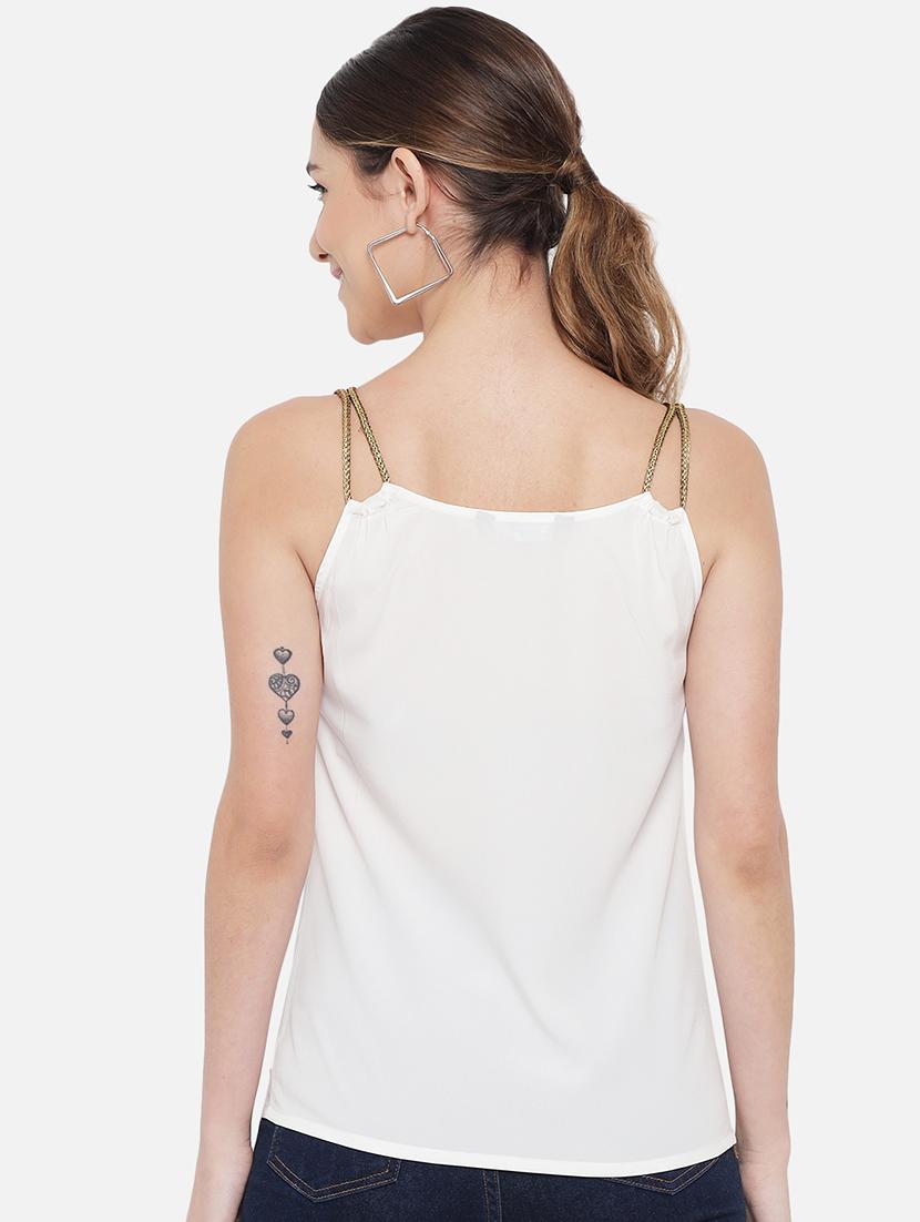 women solid shoulder strap regular top - 21880890 - Standard Image - 4