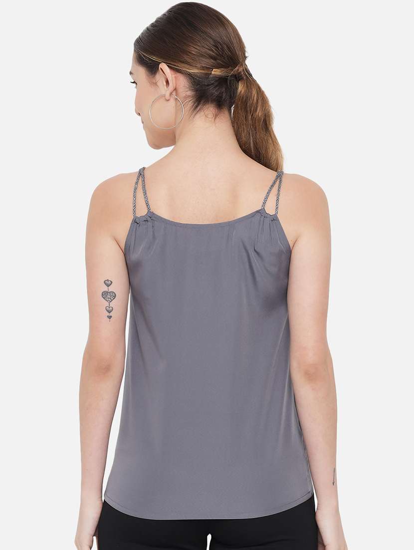 women solid shoulder strap regular top - 21880891 - Standard Image - 4