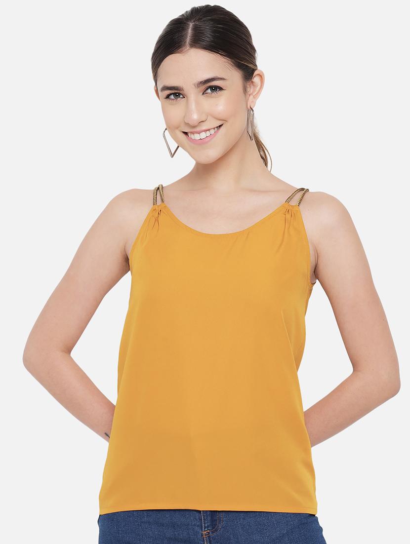 women solid shoulder strap regular top - 21880892 - Standard Image - 1