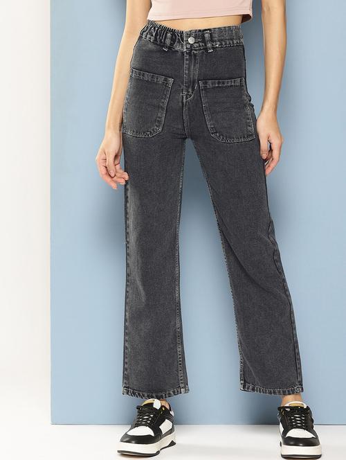 women solid high rise straight fit jean - 21880960 -  Standard Image - 0