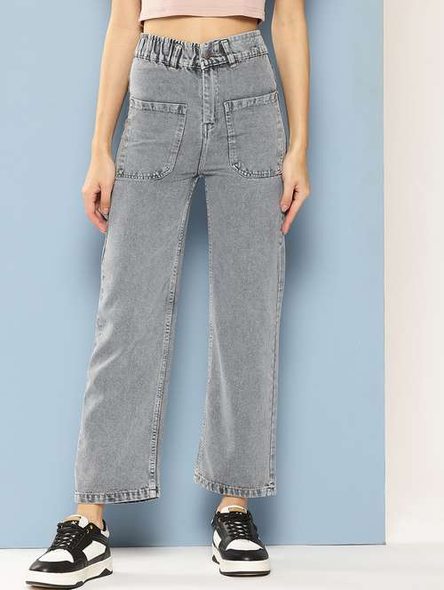 women solid high rise straight fit jean - 21880962 -  Standard Image - 0