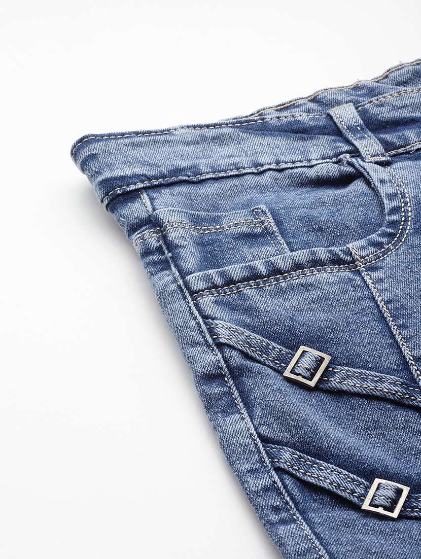 women solid mid rise denim cargo - 21880965 -  Standard Image - 4