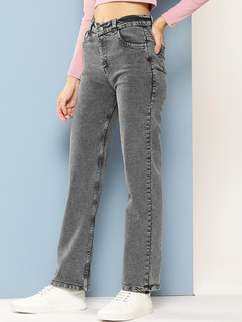 women solid high rise straight fit jean - 21880978 -  Standard Image - 1