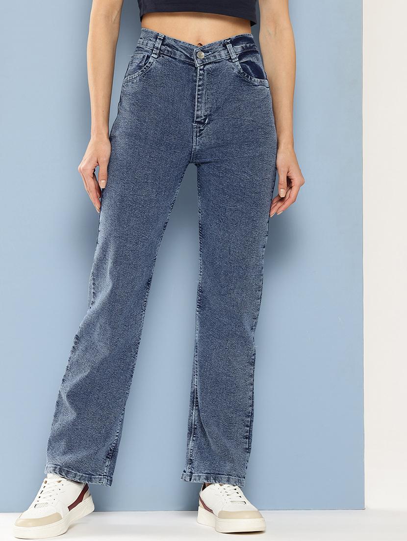 women solid high rise straight fit jean - 21880979 - Zoom Image - 0