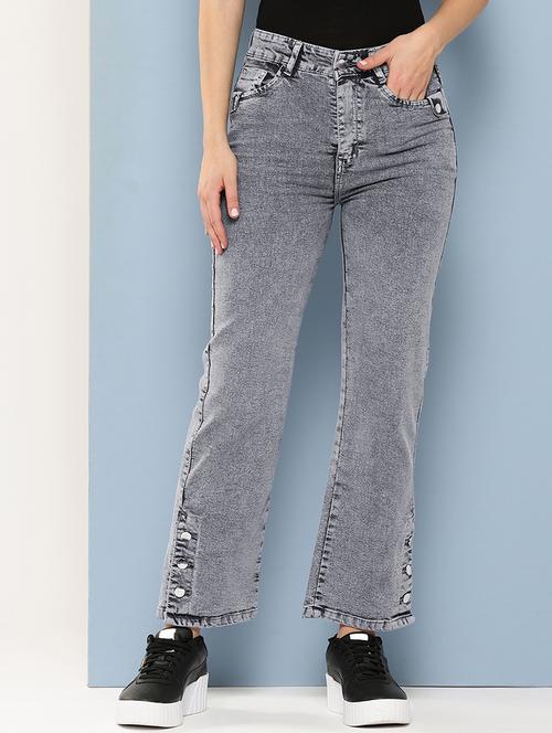 women solid mid rise bootcut jean - 21880986 - Standard Image - 0