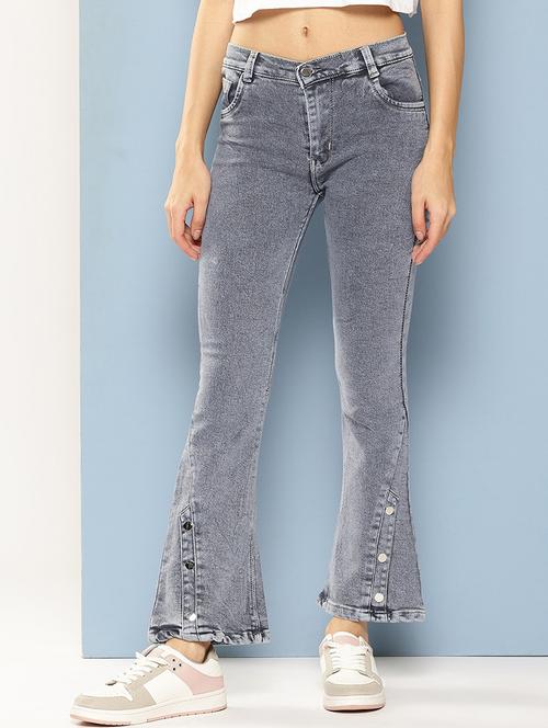 women solid mid rise bootcut jean - 21881010 -  Standard Image - 0
