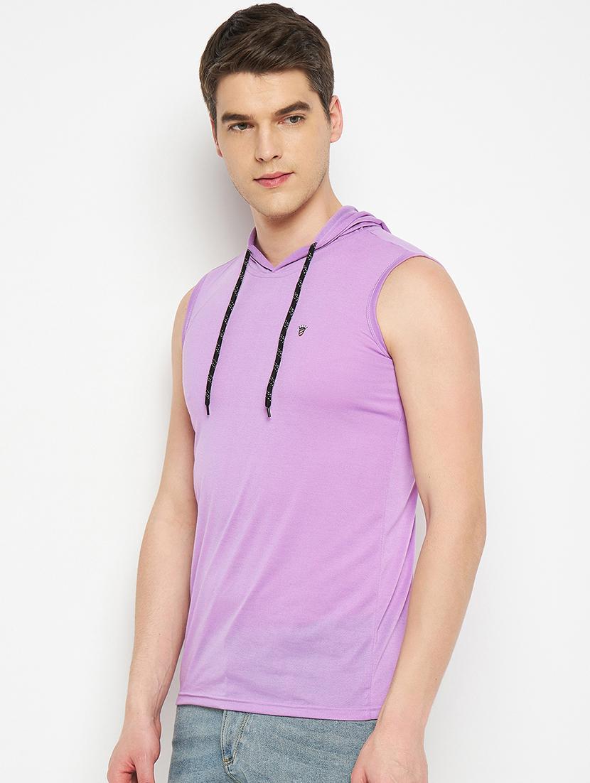 men solid sleeveless regular fit hooded t-shirt - 21881036 - Standard Image - 1