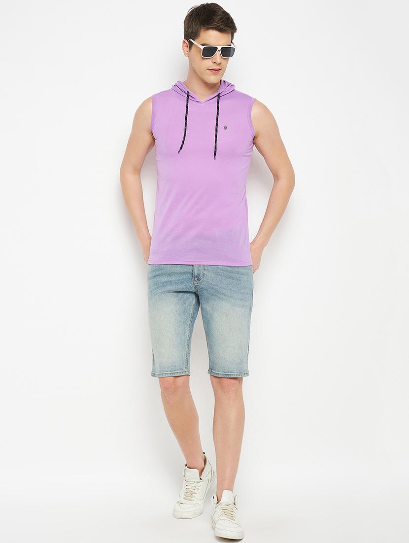 men solid sleeveless regular fit hooded t-shirt - 21881036 - Standard Image - 4