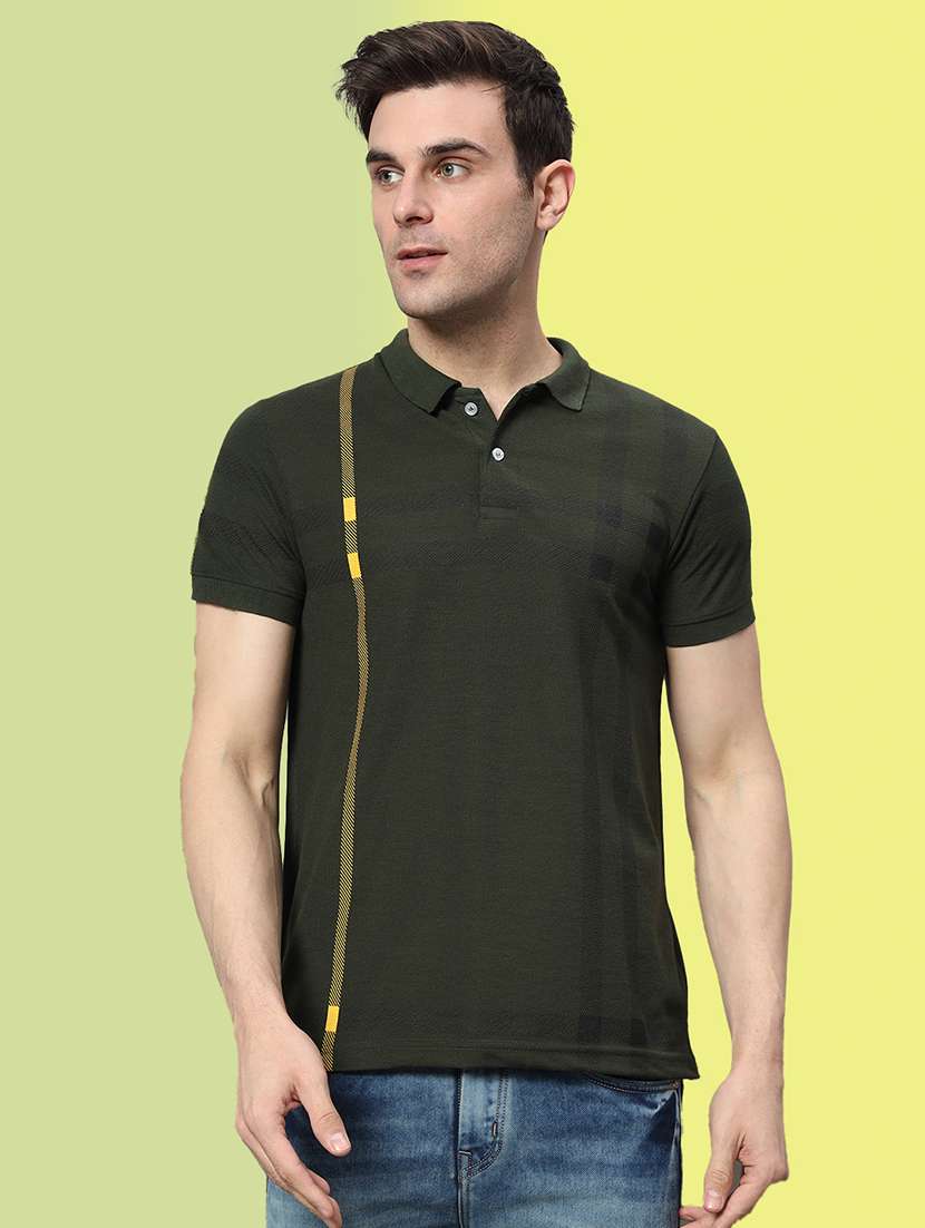 men checked short sleeve regular fit polo t-shirt