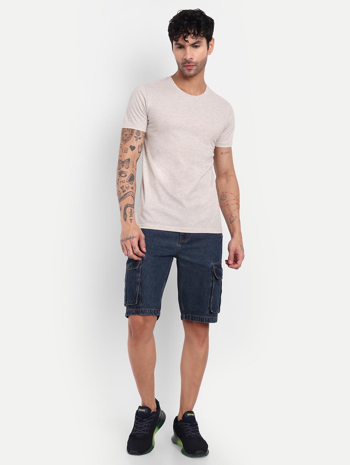 men solid mid rise regular fit cargo short - 21881118 - Standard Image - 4