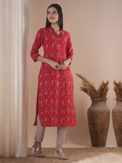 women three quarter sleeve straight kurta - 21881145 -  Standard Image - 0