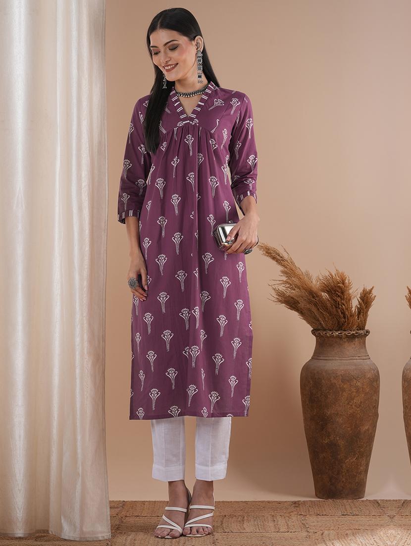 women three quarter sleeve a-line kurta - 21881146 - Zoom Image - 0