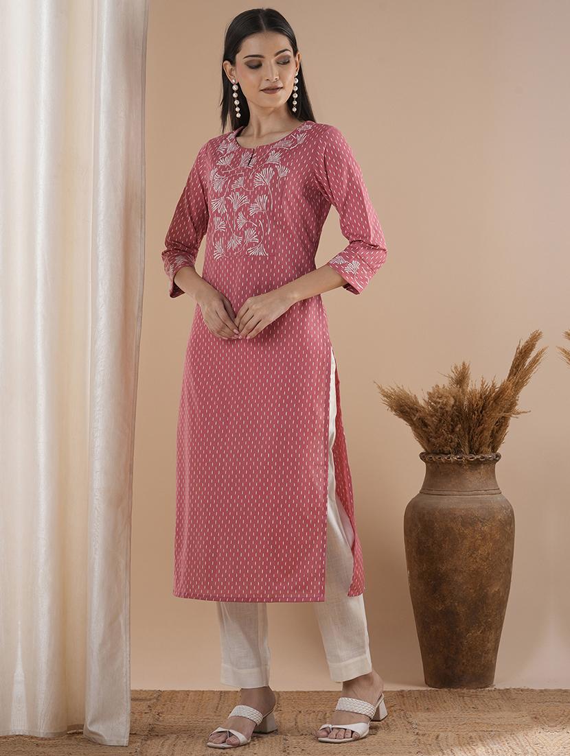 women three quarter sleeve straight kurta - 21881151 - Zoom Image - 0