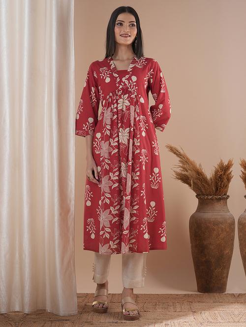 women three quarter sleeve a-line kurta - 21881153 -  Standard Image - 0