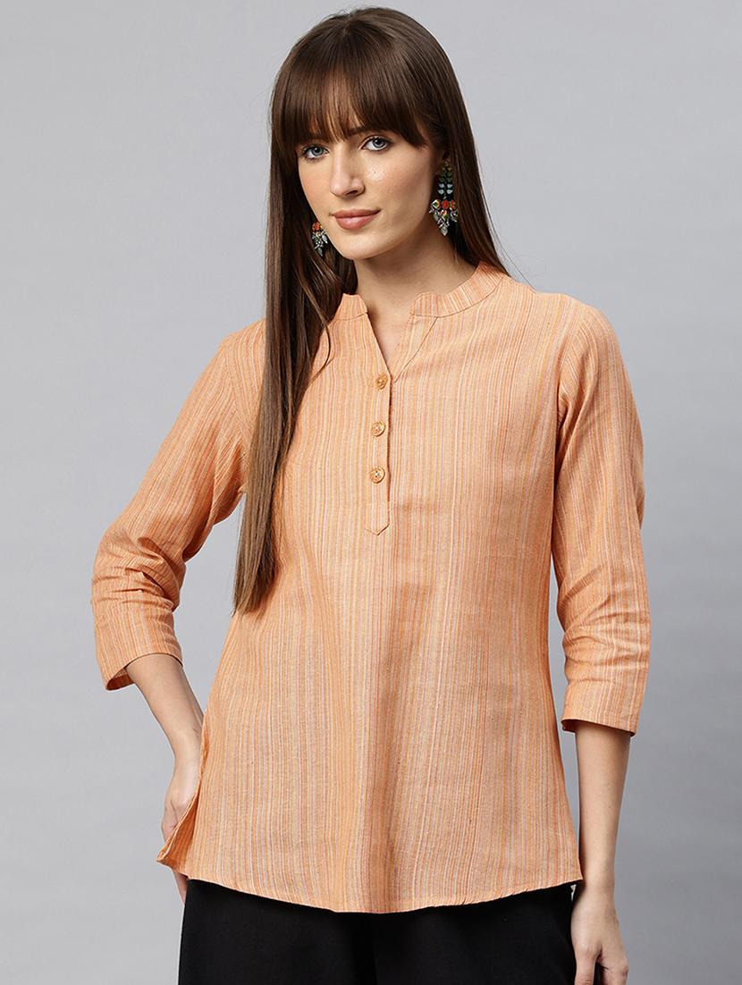 women striped three quarter sleeves regular top - 21881197 - Zoom Image - 0